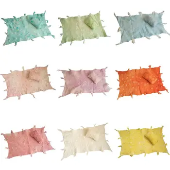 

Newborn Baby Photography Props Backdrop Photo Shooting Accessories Soft Dyeing Blanket Swaddle Wrap Pillow Set