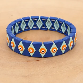 

Shinus Ename Tile Bracelet Men Evil Eye Pulsera Mujer 2019 Women Armband Jewelry Turkish Eye Bracelets Bileklik Handmade Bangles