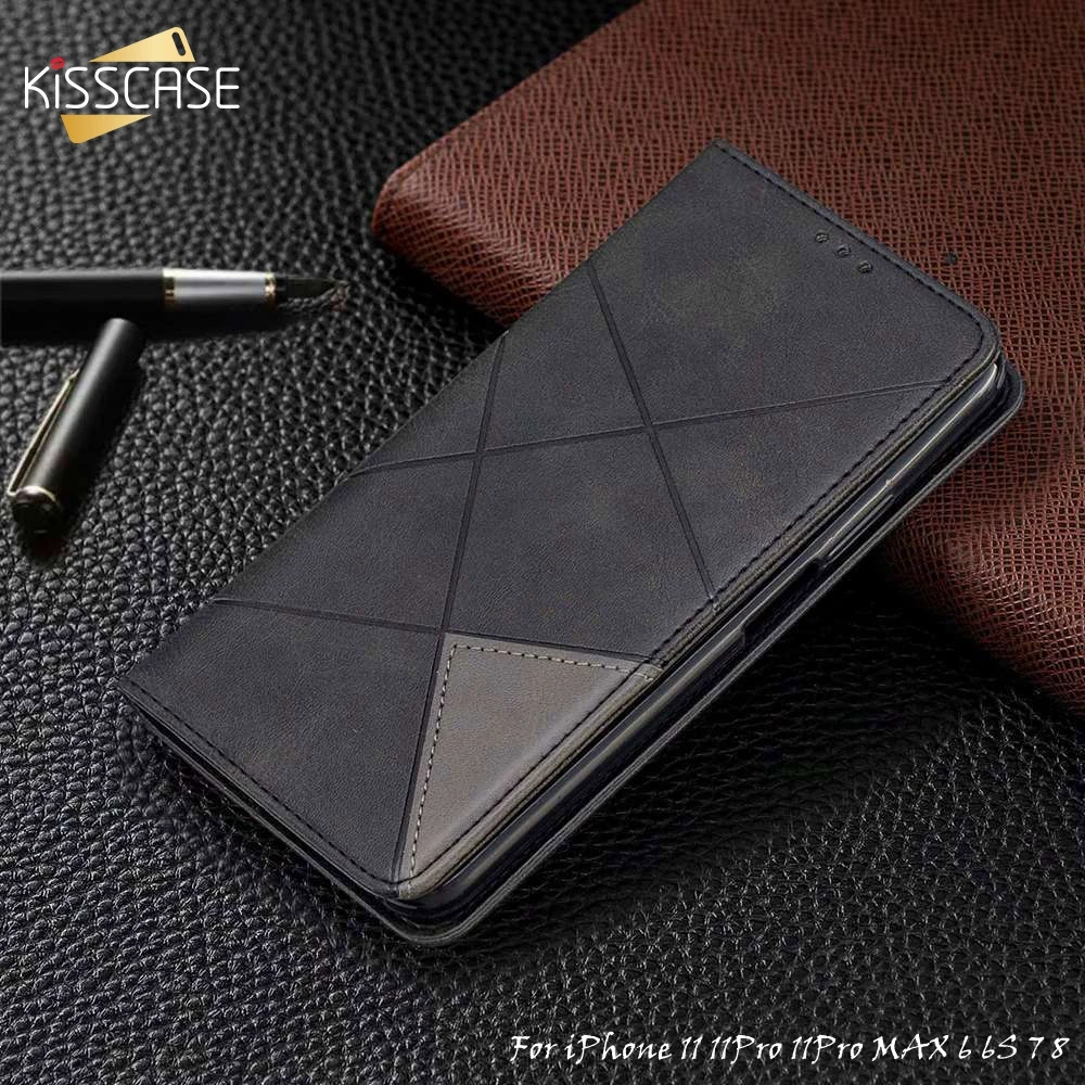 Kisscase флип-Чехлы кожаный чехол для iPhone 11 чехол 6 6s 7 8 X XS XR магнитный держатель принципиально для iPhone 11Pro 11Pro макс 7Plus iPhone 8Plus Капа
