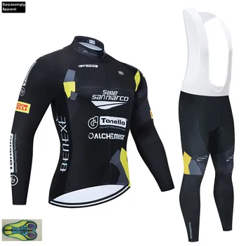 

2019 Pro Team Bicycle SAN MARC Black Cycling Jersey Sets Outdoor Sports Clothes MTB Bike Riding Sportswear Long Sleeve 20D