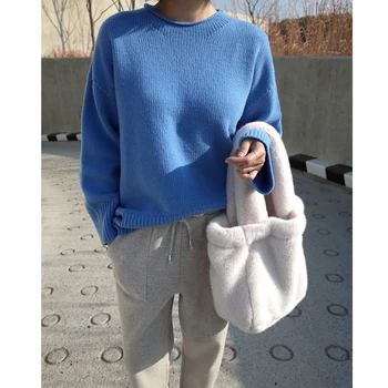 

Winter 2020 female lovely imitation mink fur foreskin grass Plush hand carrying single shoulder double bag shopping bag