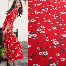 Половина метра Китайский ветер Персиковый Цветок шифоновая ткань с рисунком для платья рубашка брюки юбка одежда для девочек T900