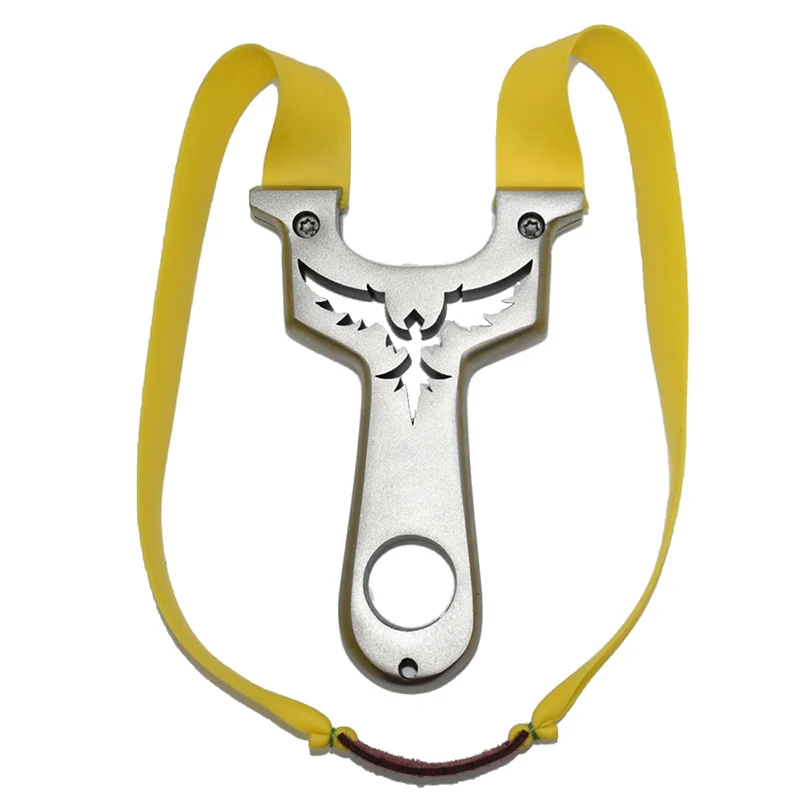 

High Precise Shooting Slingshot Stainless Steel Hunting Catapult with Flat Rubber Band Outdoor Sling Shot Set 2019 New