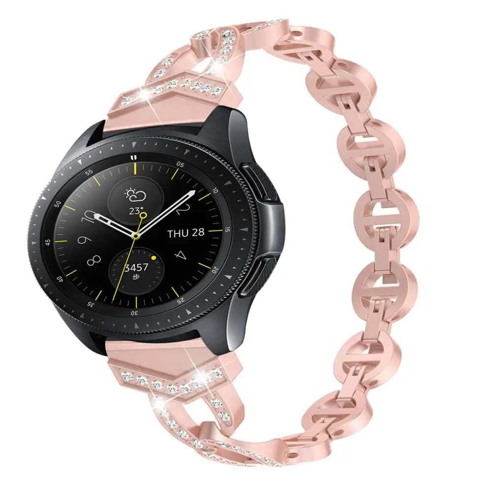 Металлический ремешок из нержавеющей стали для samsung Galaxy Watch Diamond 20 мм ремешок для gear S3/Galaxy Watch Active 42 мм металлический ремешок 46 мм - Цвет ремешка: Rose Pink