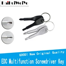 Mini destornillador multifunción EDC de acero inoxidable, destornillador Ranurado con forma de llave, herramienta de reparación de bolsillo, 1 Juego
