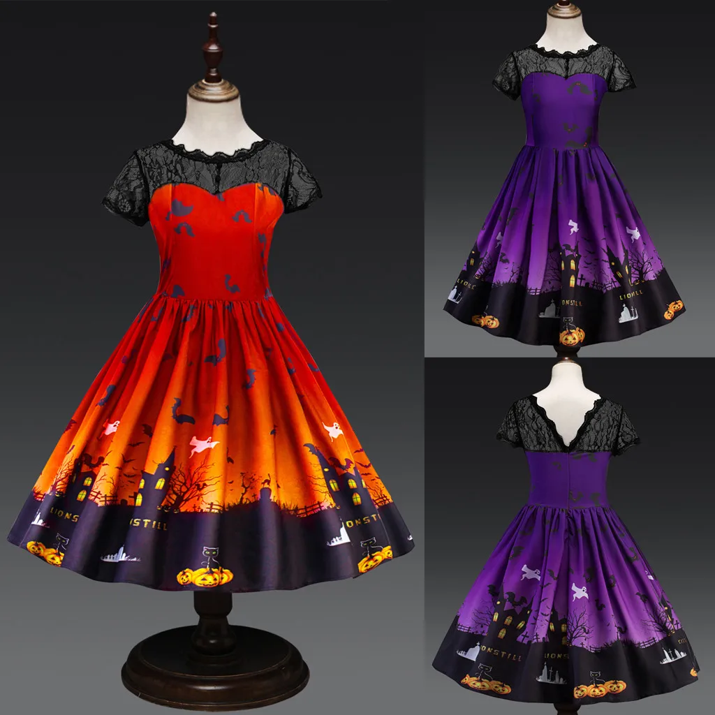 

Dress Toddler Teen Kids Girls Halloween Lace Ruched Print Princess Dress Party Cosplay Costume Clothes Girls Outfits M50#