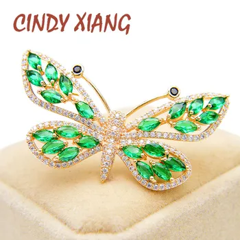

CINDY XIANG Cubic Zirconia Butterfly Brooches For Women Shining Zircon Insect Pin Fashion Jewelry 3 Colors Avaible Copper Metal