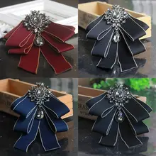 Мужская Свадебная лента для шеи галстук искусственный кристалл Стразы капля Бабочка Брошь, значок на булавке F3MD