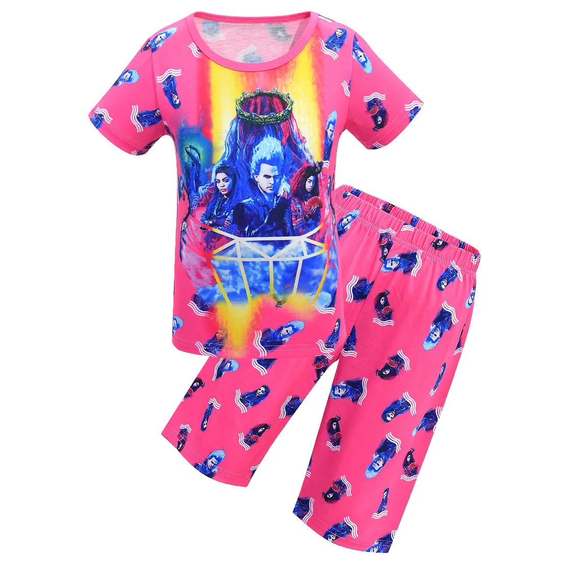 Descendants 2 Mal Bertha Maleficent Long Live Evil Straight Purple kids adult Cosplay halloween costume for kids Sleepwear - Цвет: 1696-Rose-red