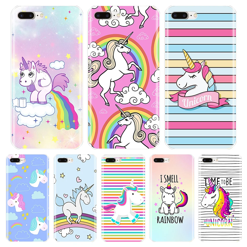 Phone Case For iPhone 6 S 6S 7 8 11 Pro X XR XS Max Silicone Cute Rainbow Unicorn Soft Cover Apple Plus | Мобильные телефоны и