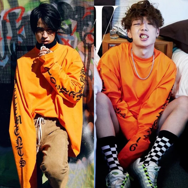 TAEYANG Bobby Victoria Song Kris Wu Same, свободные футболки с длинными рукавами, пуловеры для женщин и мужчин, парные футболки на лето и весну, топ, футболка