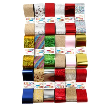 

David accessories 3cm 27Roll/Set 3roll/color Lacer Star Glitter Wrapping Ribbon set Packaging Christmas DIY Sewing,1Yc12679