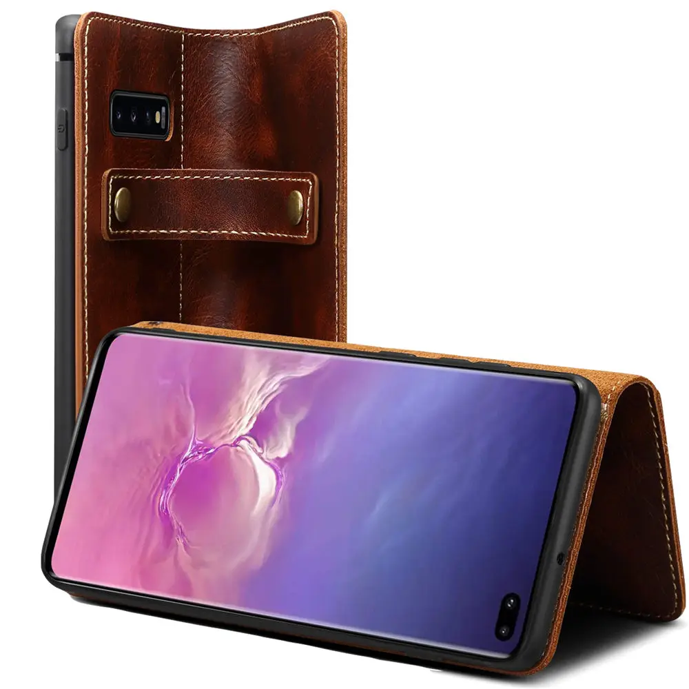 Для Coque samsung galaxy S10 Plus, чехол-кошелек, съемный ремешок для пальца, чехол-книжка из натуральной кожи, чехол для galaxy s10+ Fundas