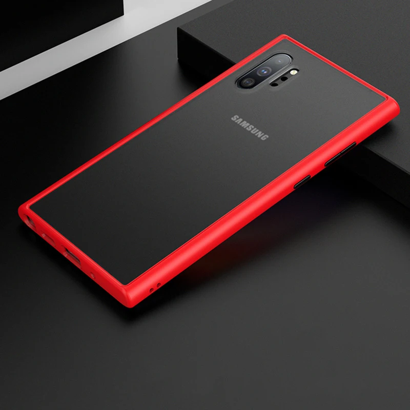 Red SUAIOCE противоударный чехол для телефона samsung Galaxy Note 10 чехол Note10 Plus Матовый Прозрачный мягкий, роскошный, из ТПУ силиконовый чехол - Цвет: Red