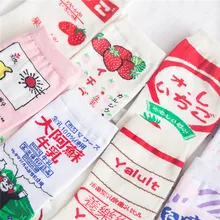 Японский красивый жаккард фрукты для мороженого сока белые забавные носки в студенческом стиле Kawaii женские носки в стиле хараджуку Skarpetki Sokken