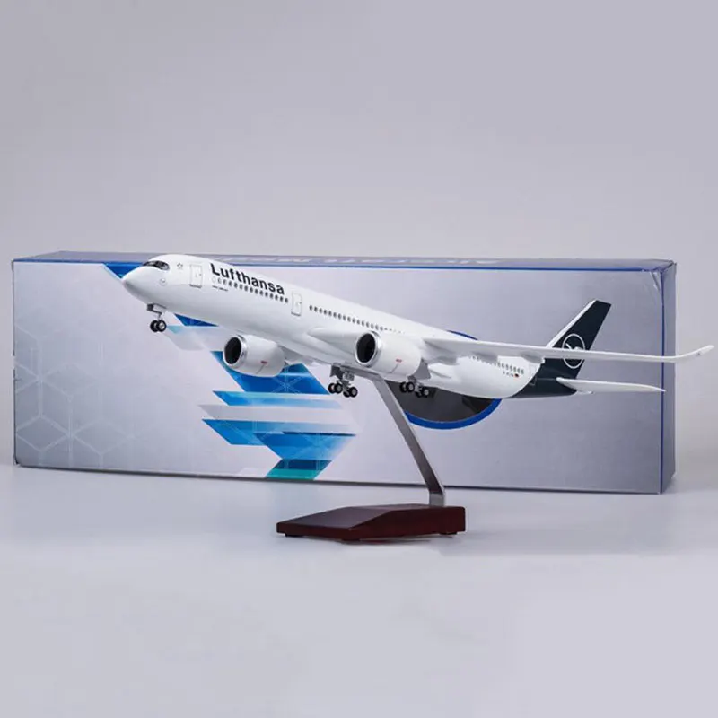50,5 см 1/142 масштаб самолет Airbus A350 Lufthansa авиакомпания Модель W светодиодный светильник и колесо литой пластик Смола самолет для сбора