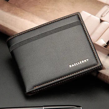 

New men's wallet short multi-card lychee pattern business wallet horizontal European and American wallets