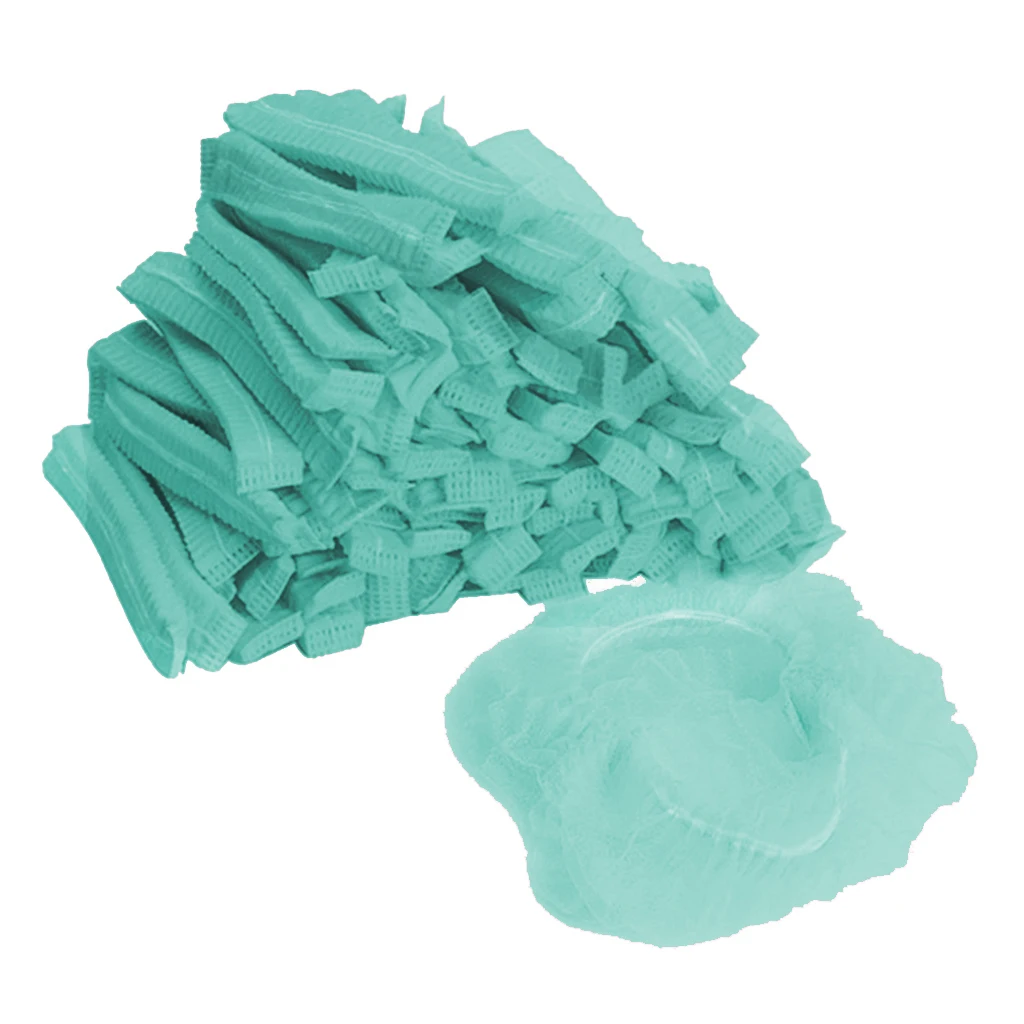 100x Disposable Mob Cap Non Woven Anti Dust Hat Head Cover Food Catering Kitchen Disposable Hair Net Cap