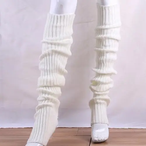Женские носки, эластичные, одноцветные, теплые, до бедра, вязанные, длинные носки, выше колена, чулки, Medias de Mujer, для женщин - Цвет: Белый