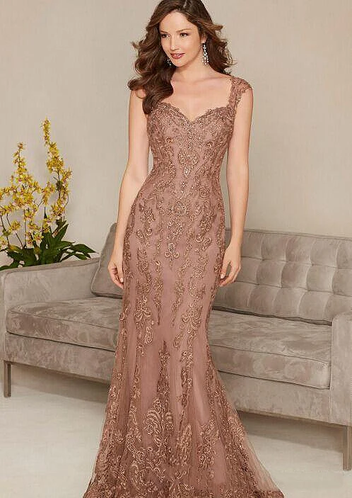 Rose Gold Mermaid Mother of the Bride Dresses Luxury Lace Beads Sheath Women Formal Ceremony Banquet Evening Prom Dresses 2022