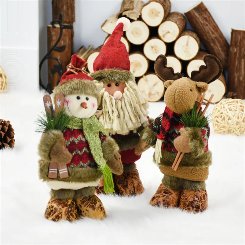 

Merry Christmas New Year Birthday Gift Santa Claus Snowman Elk Figures Navidad Doll Christmas Decoration for Home Standing Toys