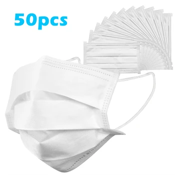 

NEW 50pcs Disposable Face Mask with Elastic Earloop European Standard 98% bacterial filter Elastic Ear Loop Anti Dust Face Mask