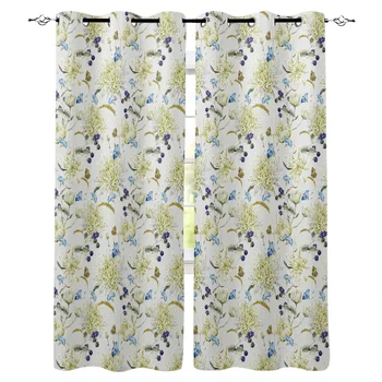 

Multi-size Chrysanthemum Leaves Plant Texture Pattern Window Curtains Polyester Fabric Living Room Curtain Home Decor