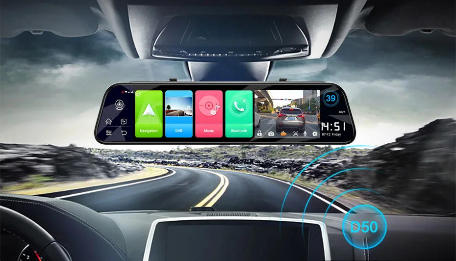 Автомобильный видеорегистратор 12 дюймов 4G Full HD 1080P Android 8 1 Wi Fi GPS
