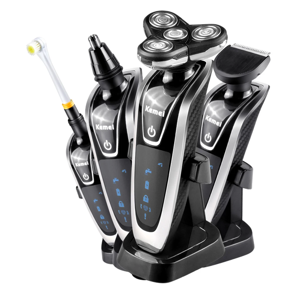 Ceny Kemei elektryczna szczoteczka wielofunkcyjna golarka męska trymer do włosów trymer do nosa urządzenia do oczyszczania twarzy maszynka do włosów 5