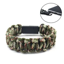 Usb type C Многофункциональный Плетеный паракордовый браслет для наружного кемпинга охоты военный боевой спасательный Аварийный Браслет