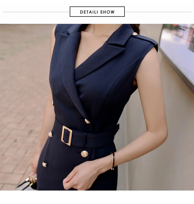 فستان قصير رسمي اسود بحزام