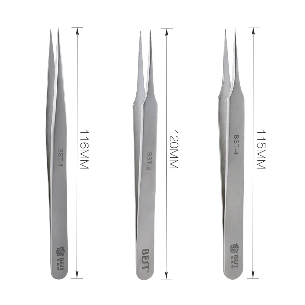 1Piece BST-Tweezers Eyelash Extension Stainless Steel Antistatic Eyes Tweezers False Eyelashes Extension Matt tweezers