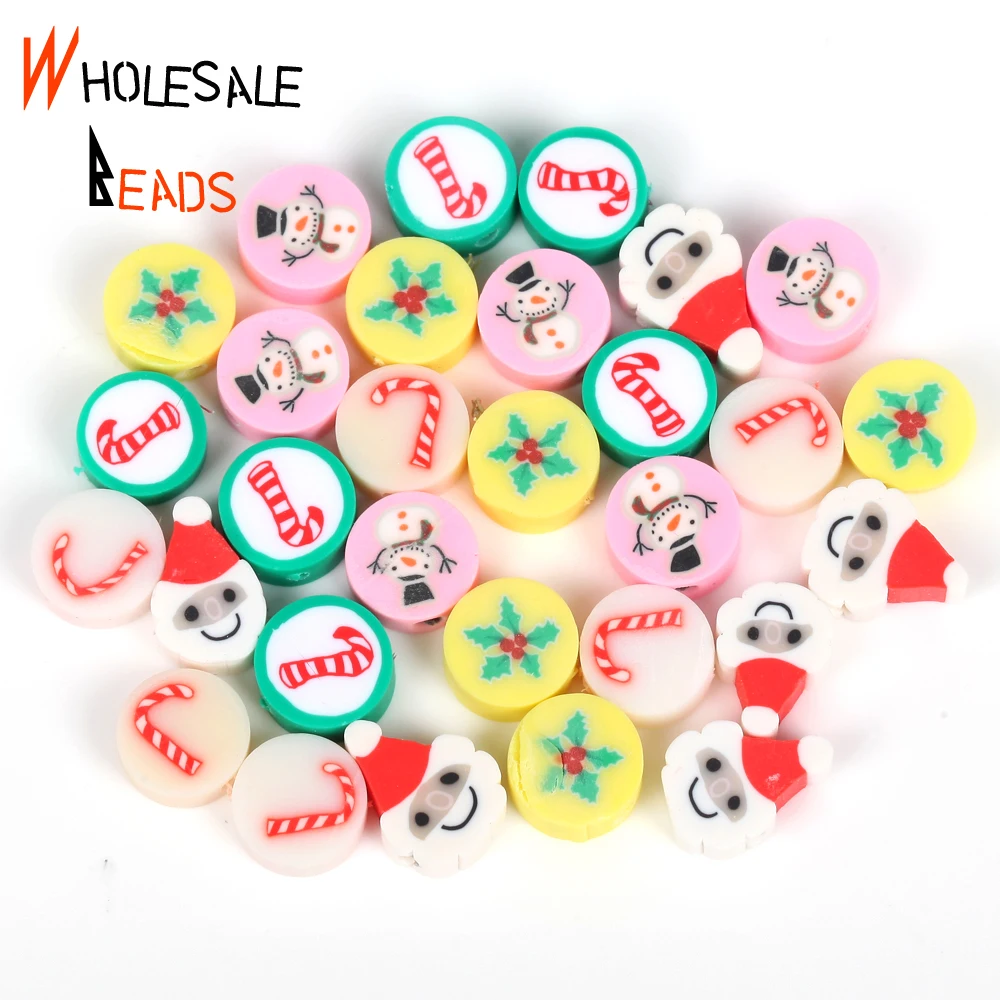 20-110pcs/Lot Polymer Clay Beads Smiley Animal Sunflower Heart Shape Christmas For Jewelry Making DIY Handmade Accessories