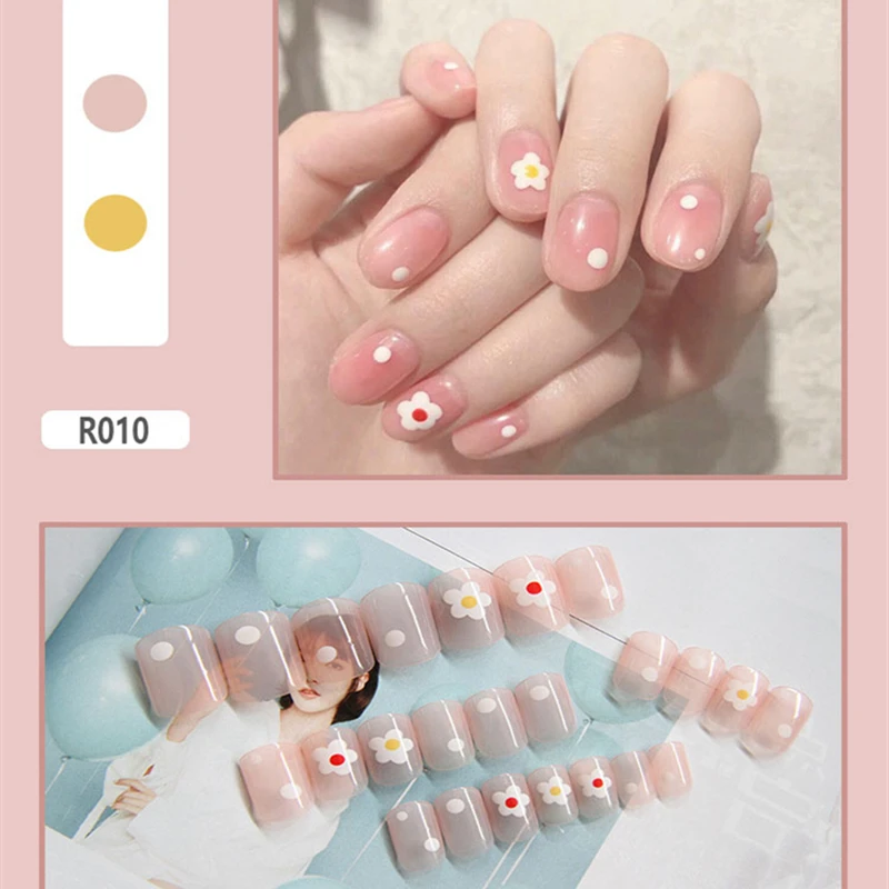 Nusx 24 pcs pack Fake Nail Tips Faux Ongles Decorations Beauty DIY Style Plastic Art Press 5