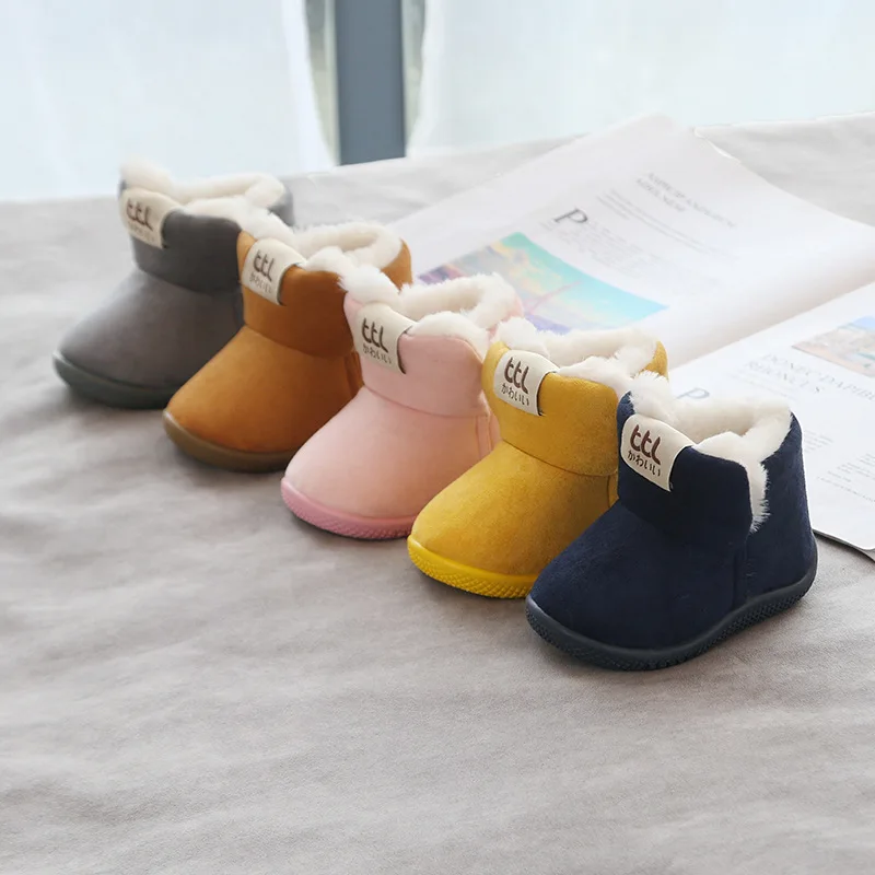 2019 г. зимние модные ботинки Детская Толстая теплая зимняя обувь для малышей