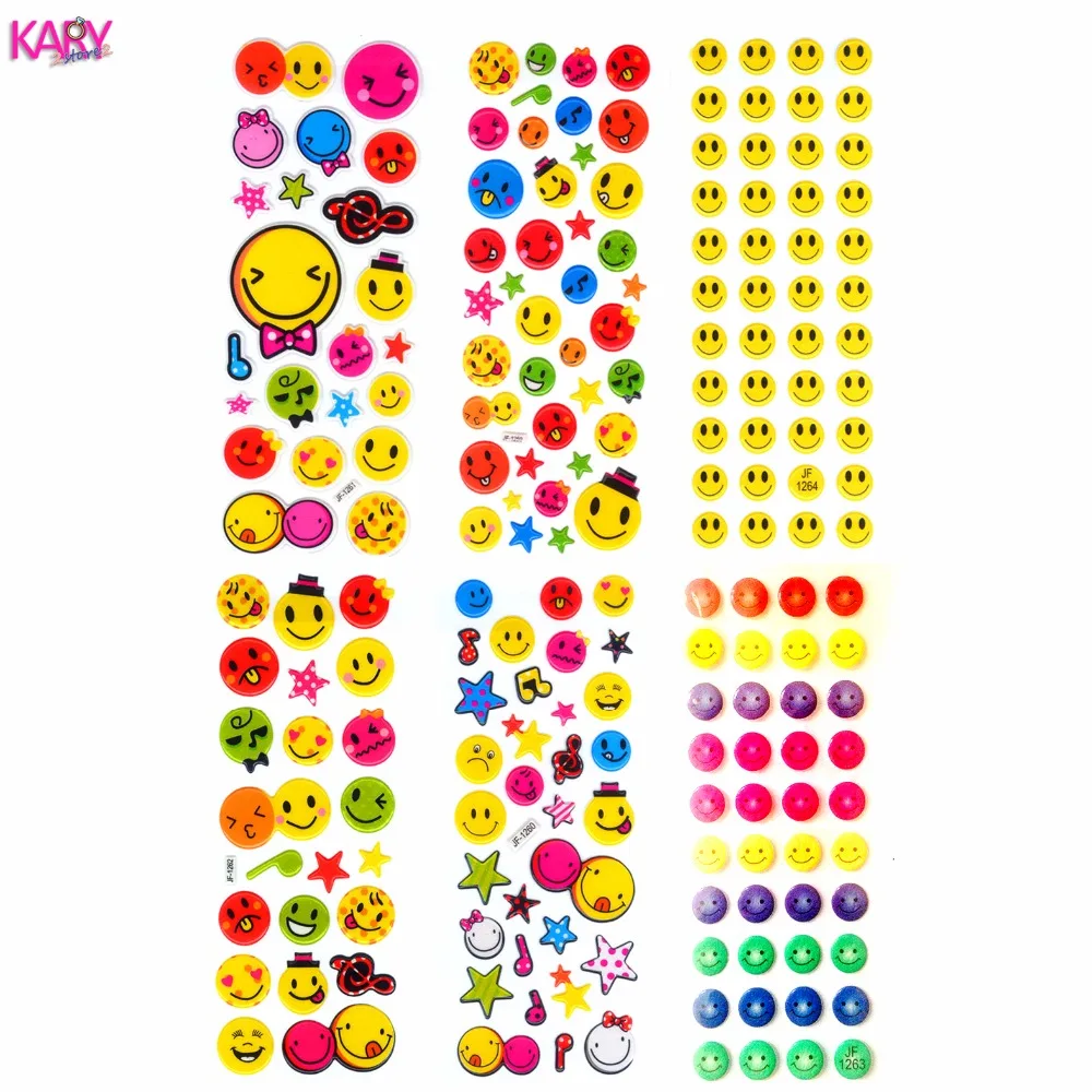 6 листов улыбающееся лицо Скрапбукинг милые Kawaii учителя награда детям подарки игрушки Пузырьковые Пуффи Наклейки Прямые продажи с фабрики