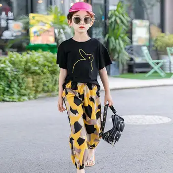

Fashion Toddler Baby Girls Casual Clothes Set Summer 2Pcs Tops + Pants Clothes Suits For Mid Big Children Girl Clothing Outfits