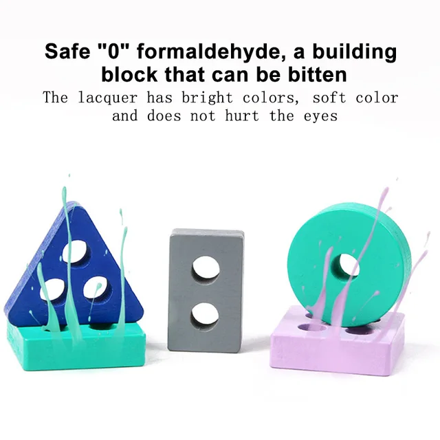 Baby Wooden Geometry Shape Matching Building Blocks Toys Color Cognition for Children Intelligent Developing Montessori Toys 4