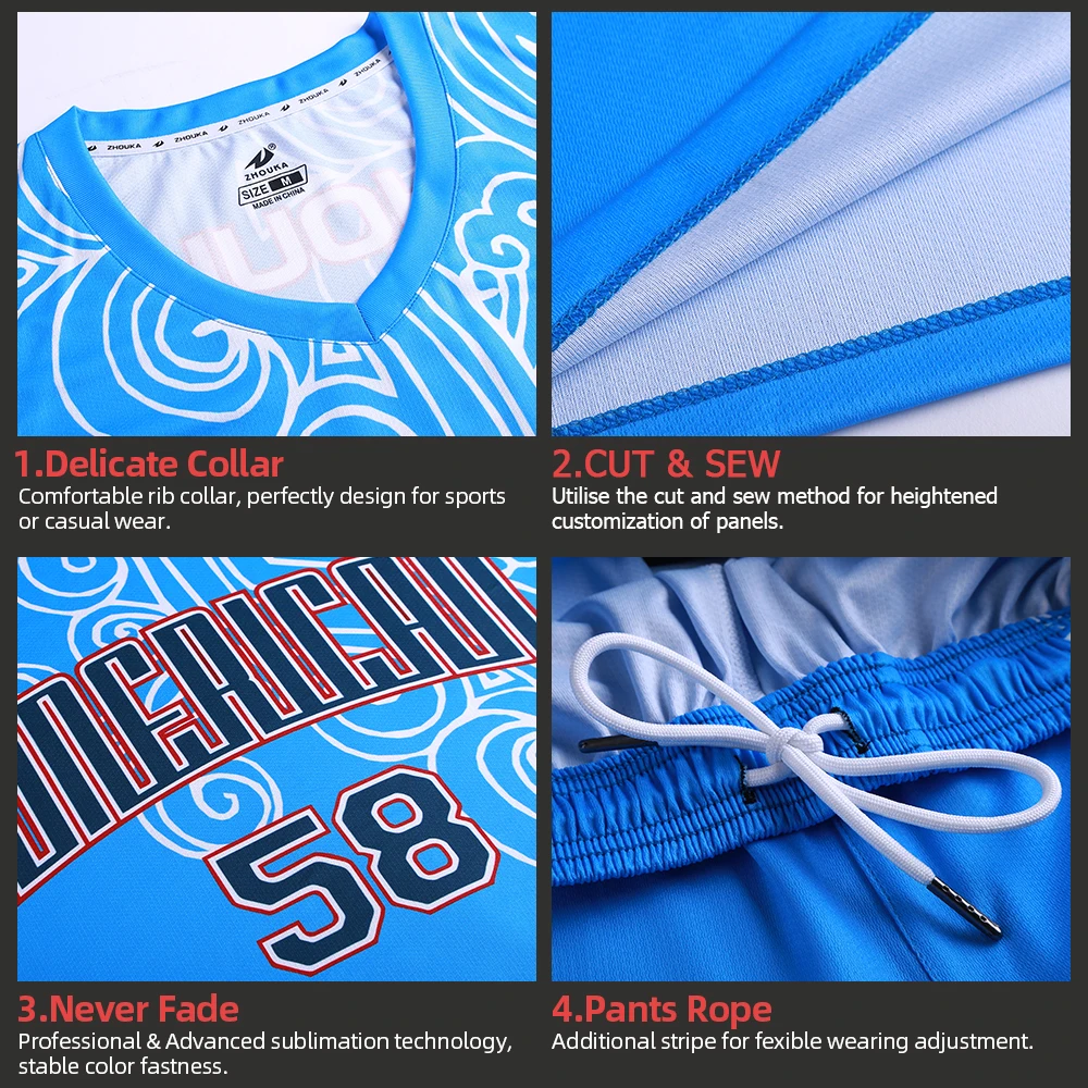 2020 Sublimation Custom Latest Basketball Jersey Blue Pattern Quick-Drying  Vest Training Match Jersey Basketball Suit