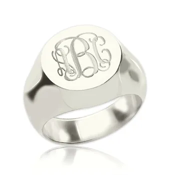 

AILIN Personalized 925 Silver Monogram Rings Engraving 3 Initials Letter Ring Men Women Custom Name Ring Jewelry Wedding Gifts