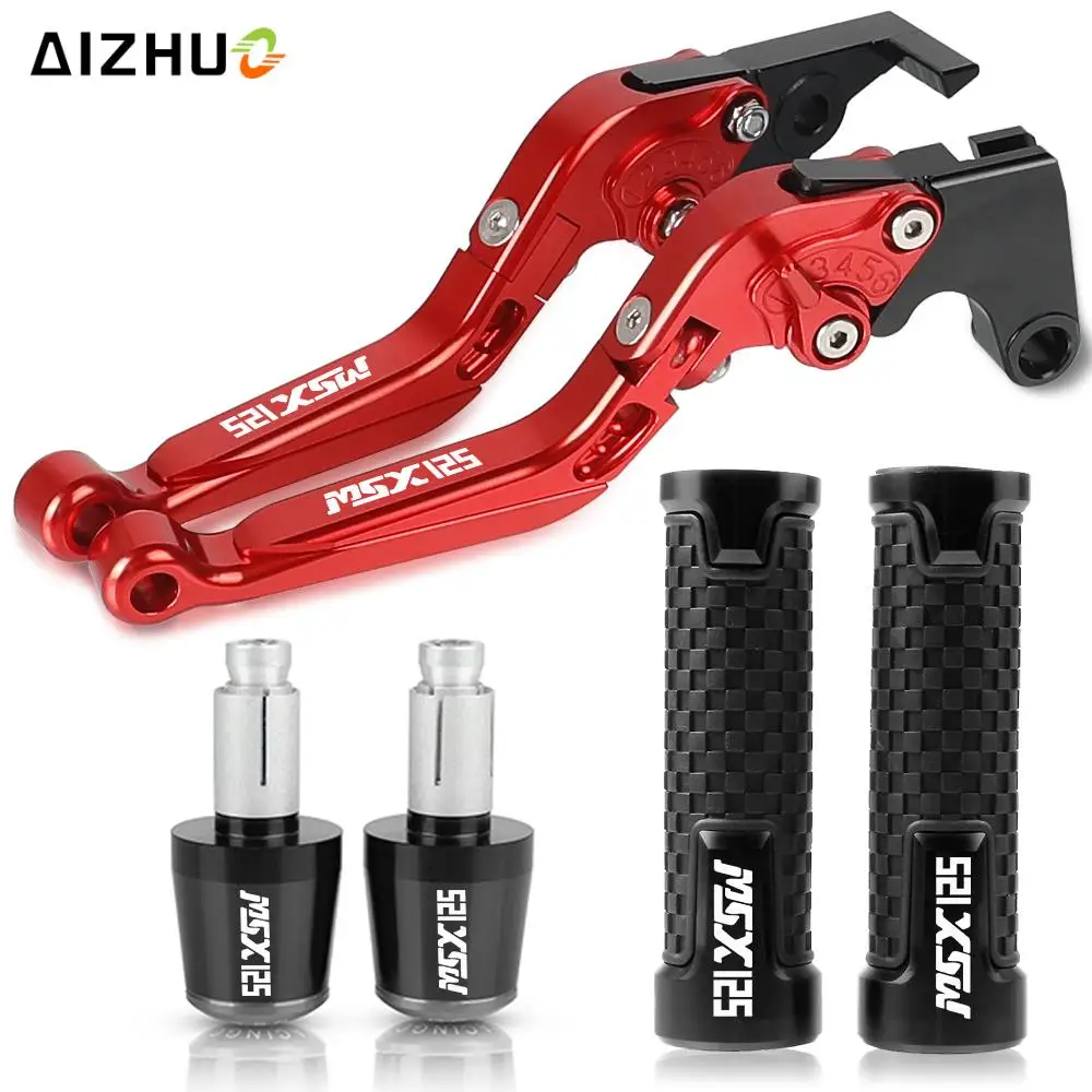 

MMotorcycle Aluminum Handlebar Hand Grips ends Adjustable Brake Clutch Levers For HONDA MSX125 MSX 125 GROM 2014 2015 2016 2017