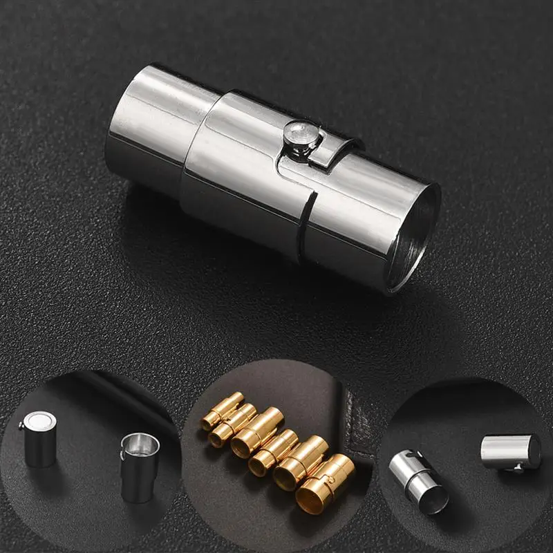 

2pcs Column Magnetic Clasp Stainless Steel End Clasps fit 3-8mm Leather Cord Bracelet Connectors Strong Magnetic Jewelry Making