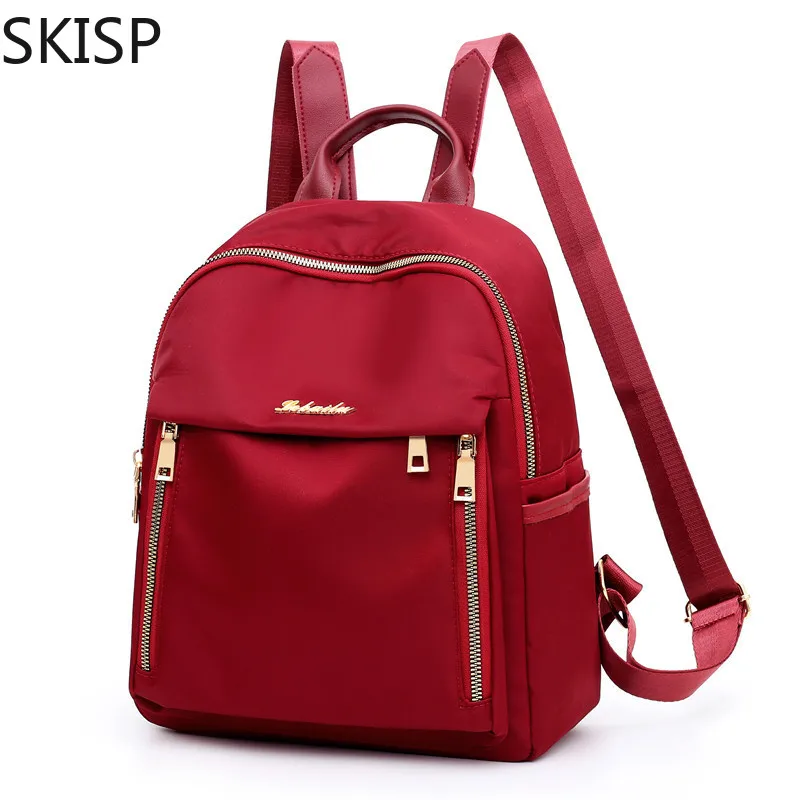 

Red Backpack Women Oxford Multifuction Bagpack Casual Zipper Backpack for Teenager Girls Schoolbag 2019 Sac A Dos mochila Black