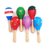 1Pc 12x4cm Infant & Toddlers Wood Sand Hammer Wooden Maraca Rattles Sand Hammer Kids Musical Party Favor Child Baby Shaker Toy 2