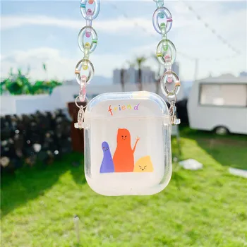 

For Airpods 2 Bracelets Lanyard Chain Strap Liquid Quicksand Clear Case for Apple Airpods 1 Wireless Earphone Cover Chaging Box