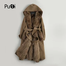 PUDI женские 90% пальто из шерстяной ткани леди лисий меховой воротник досуг осень/зима шерсть длинная верхняя одежда ZY178-2
