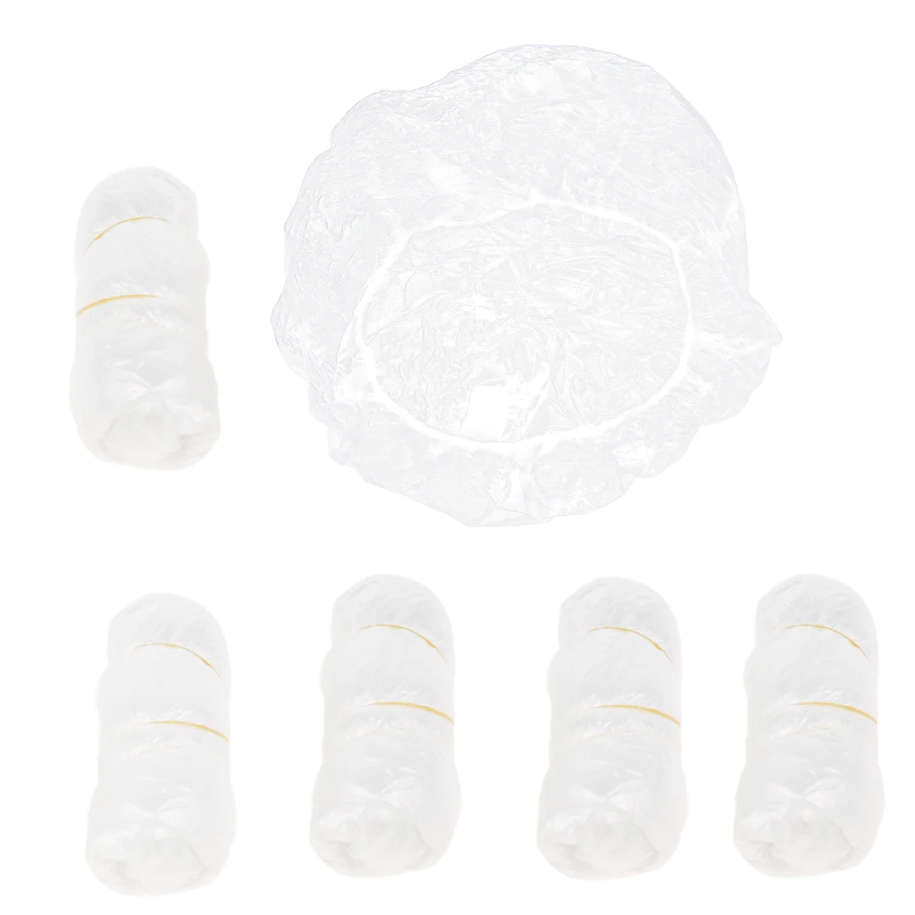 50 Pieces Disposable Shower Caps - Clear Waterproof Plastic Hair Caps for Women Hair Spa Salon Hotel Travel