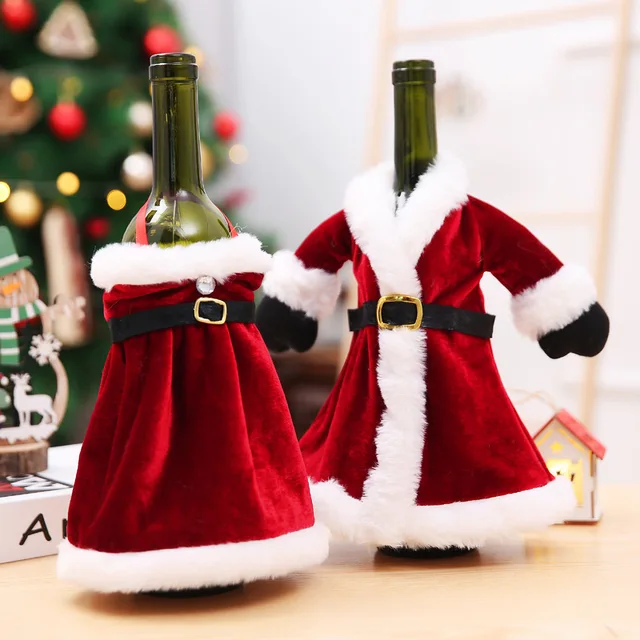Christmas Wine Bottle Cover Merry Christmas Decor for Home Noel 2021 Santa Claus Xmas Decoration Dinner New Year Ornament Gift 1