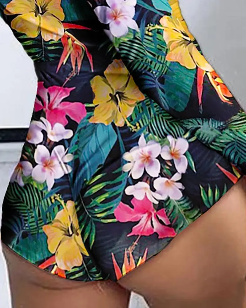 Women Summer Cute Sweet Printed V Neck Bodycon Stretchy Sexy Short Rompers Young Ladies Bodysuits