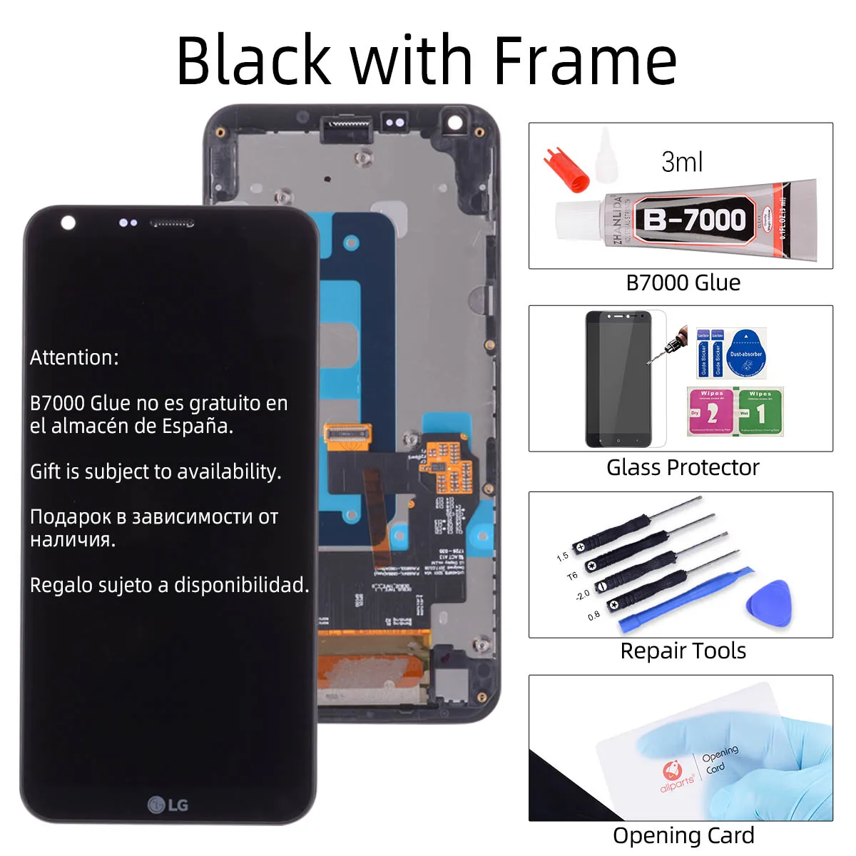 Дисплей для LG Q6 G6 Mini LCD в сборе с тачскрином на рамке черный - Цвет: Black with Frame